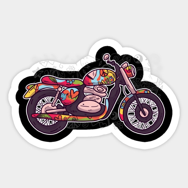 70s Vintage retro style bike hippie with trippy flower power vibes Sticker by Midoart